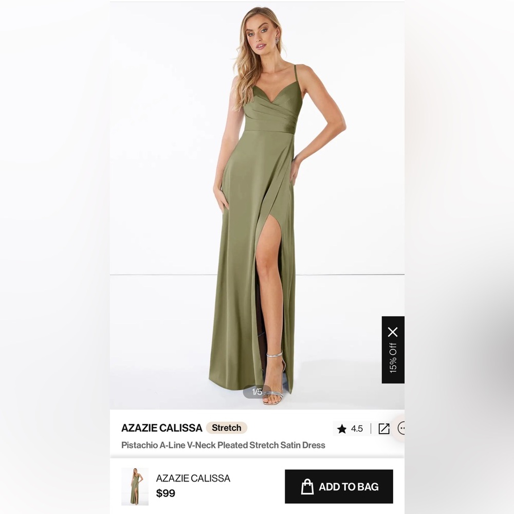 Beautiful Azazie Dress, Pistachio Color, like new!